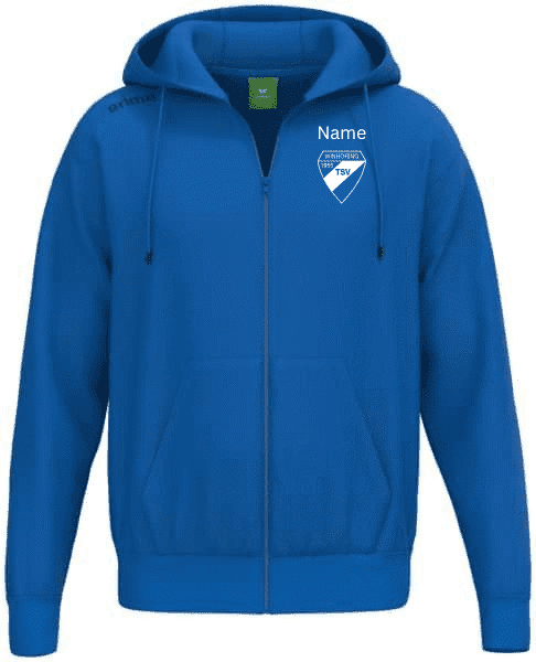 TS Kapuzensweatjacke Kinder - Erima / Logo, Rückenschrift gebogen, Volleyball und Name