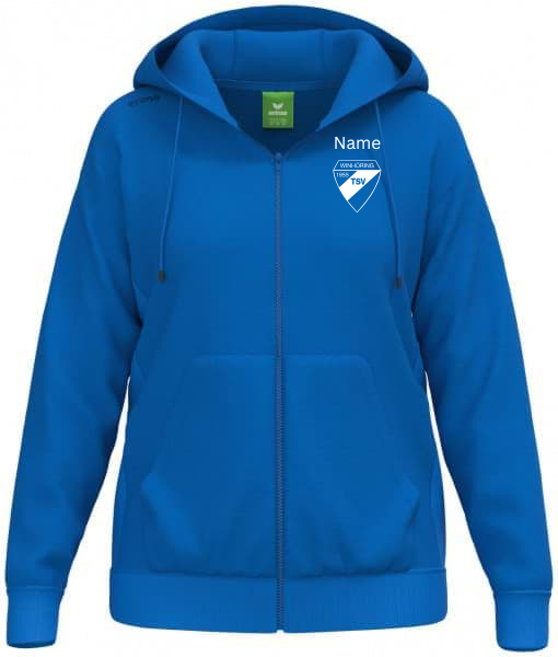 TS Kapuzensweatjacke - Erima / Logo, Rückenschriftzug gebogen, Volleyball und Name 